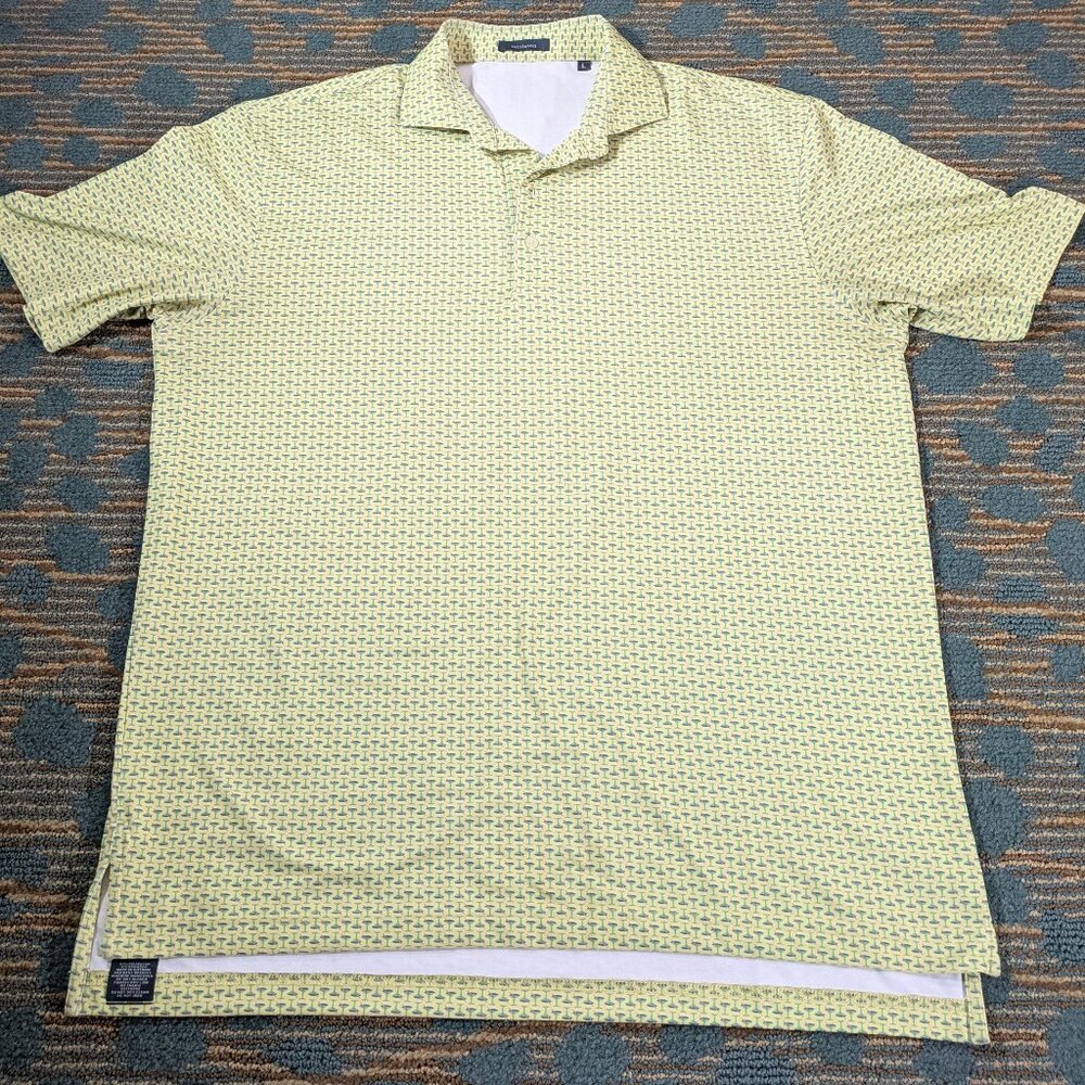 TURTLESON GOLF POLO MARTINI GLASS PRINT YELLOW STRECH SPANDEX POLO